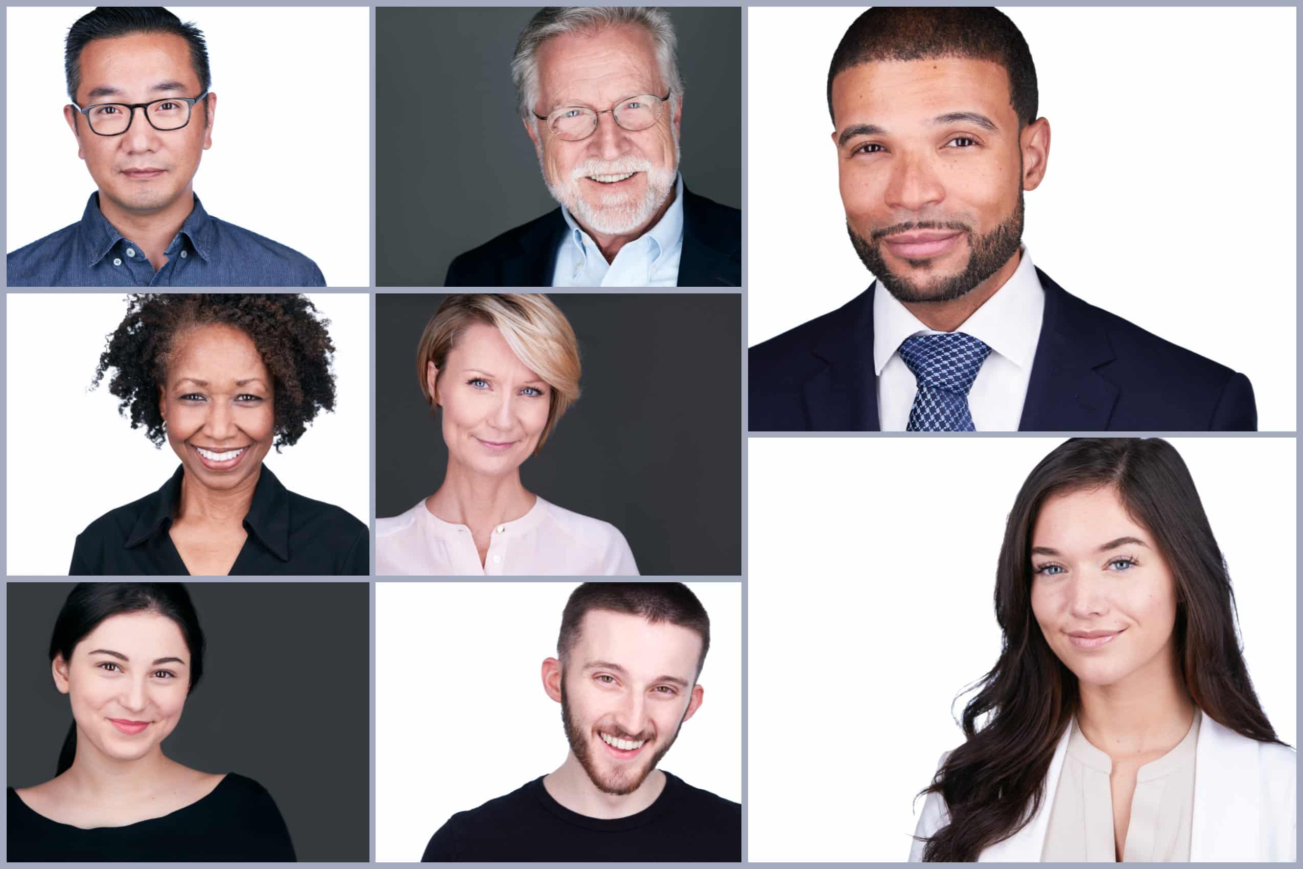 Examples of different looks in headshot photography